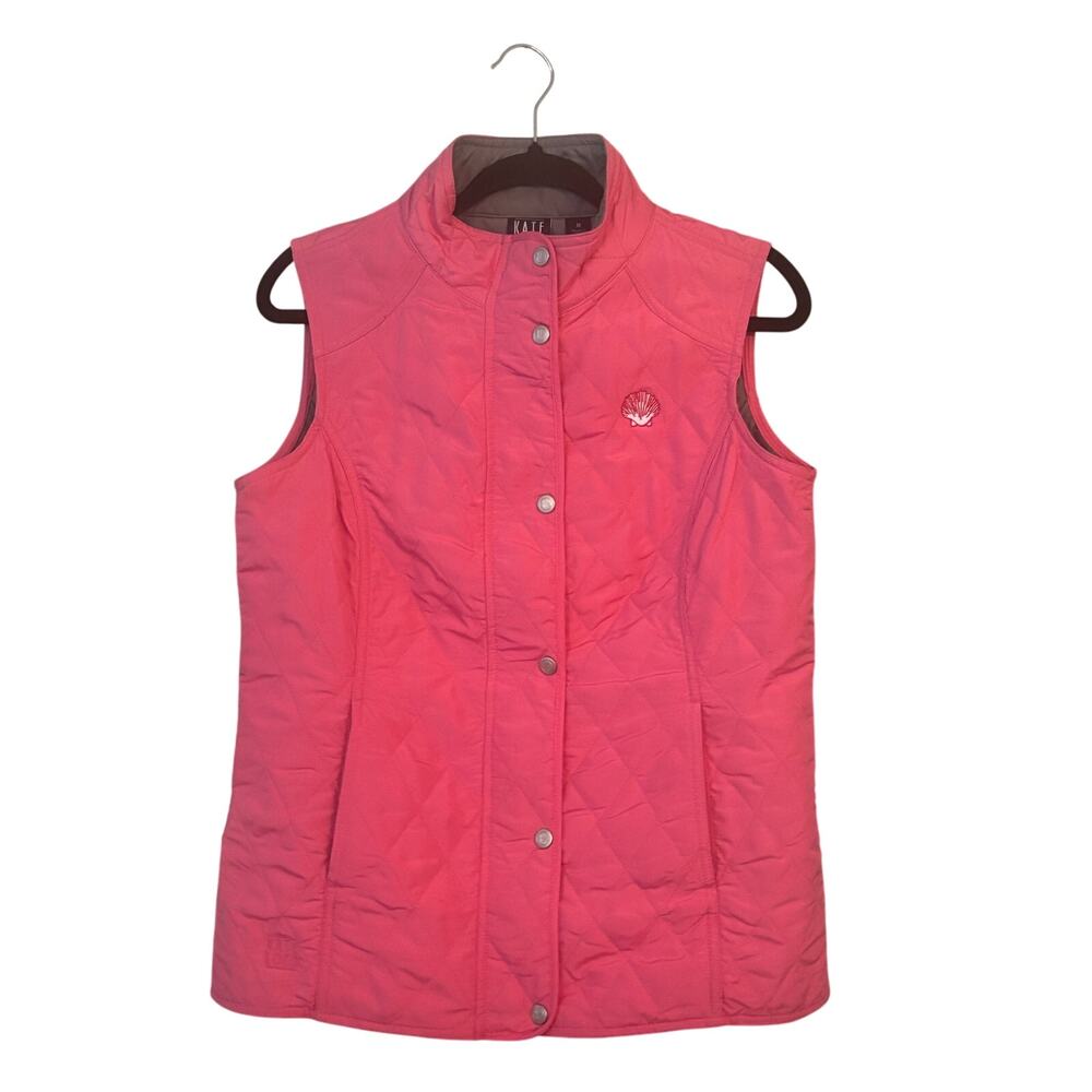 Kate Lord Whatley Quilted Vest Golf Zip & Snap Front Pockets M Adjustable Waist